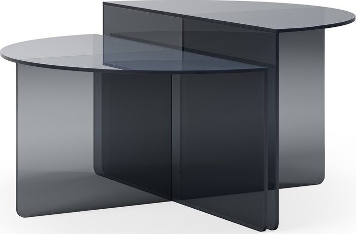 Šedé skleněné kulaté konferenční stolky v sadě 2 ks ø 80 cm Velta – MOME