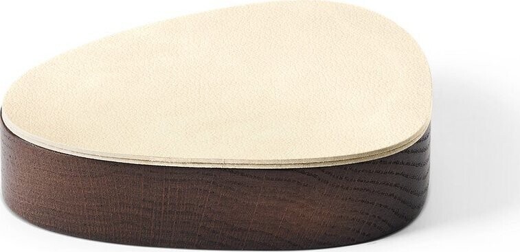 Hnědý/krémový dřevěný/z eko kůže úložný box s víkem/dekorativní 14x12,5x3,5 cm Curve Nupo – LIND DNA