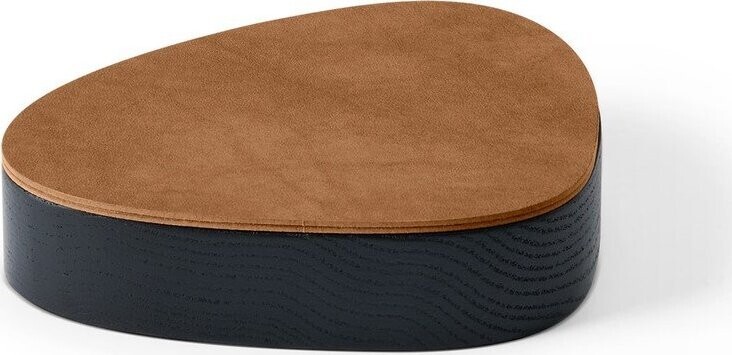Černý/v přírodní barvě dřevěný/z eko kůže úložný box s víkem/dekorativní 14x12,5x3,5 cm Curve Nupo – LIND DNA