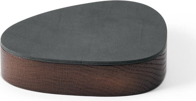 Antracitový/hnědý dřevěný/z eko kůže úložný box s víkem/dekorativní 14x12,5x3,5 cm Curve Nupo – LIND DNA