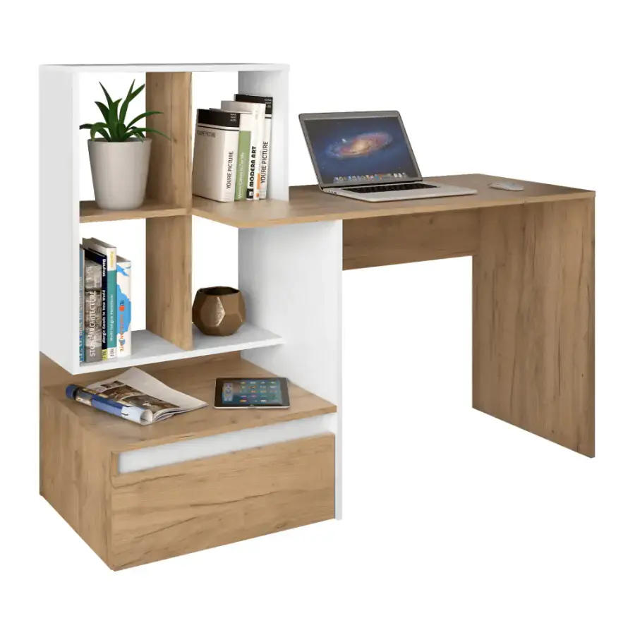 Tempo Kondela PC stůl NEREO NEW - dub artisan/bílá