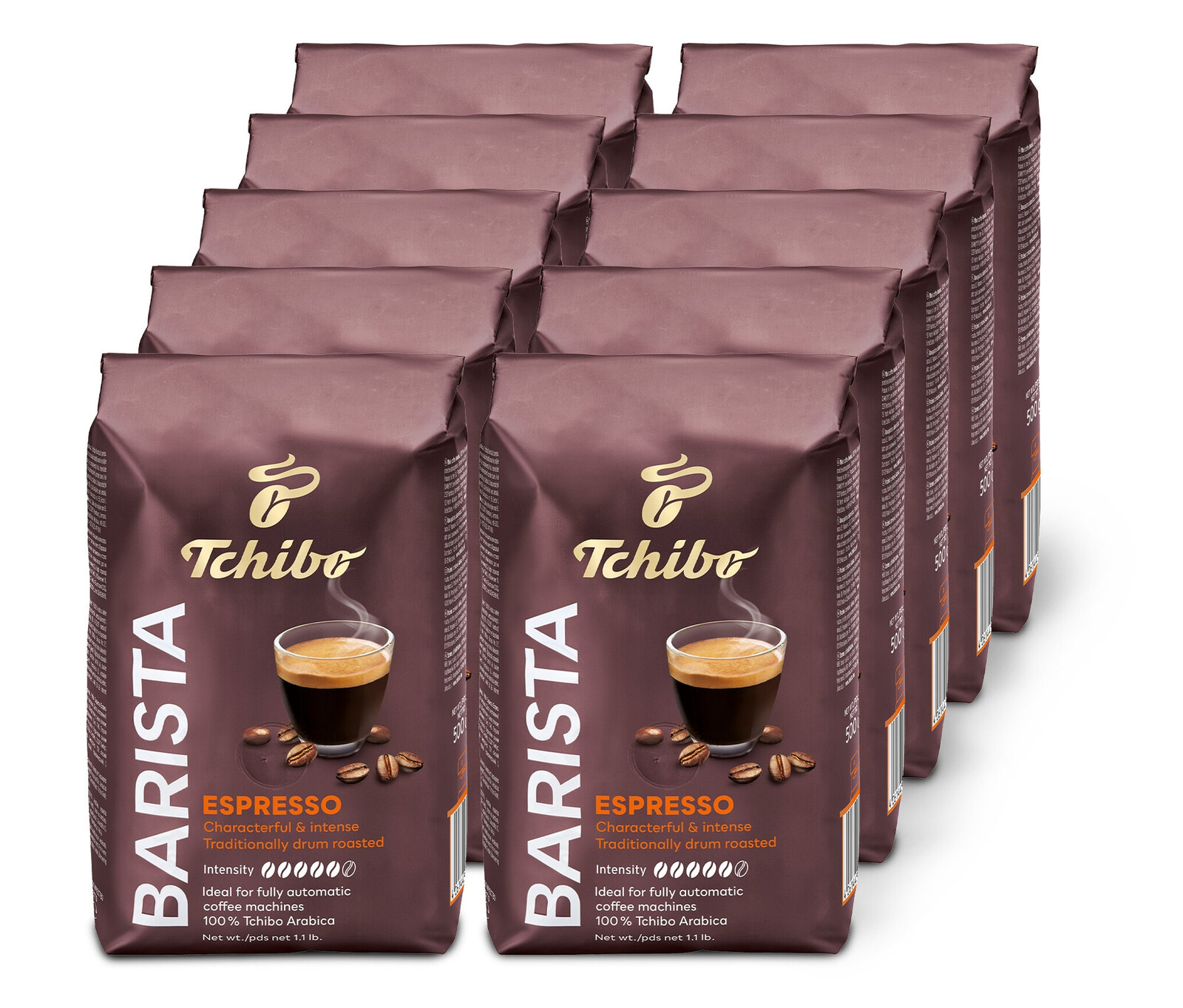 Tchibo - Barista Espresso – 10 x 500 g zrnkové kávy - Intenzita: 5/6