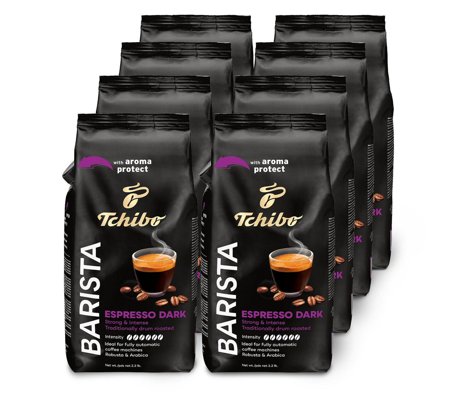 Tchibo - Barista Espresso Dark – 8x 1 kg zrnkové kávy - Intenzita: 6/6