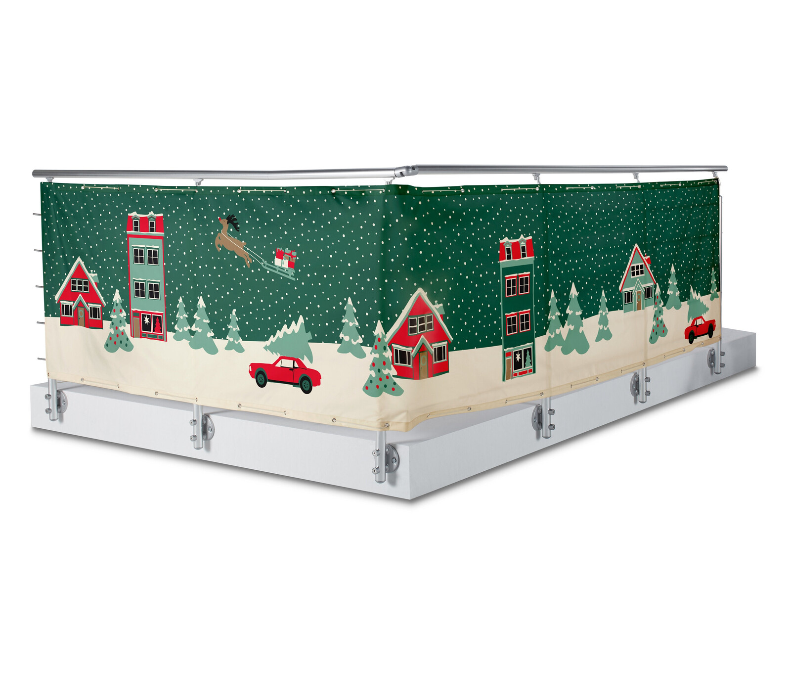 Tchibo - Balkónová zástěna s vánočním potiskem - barva: bílá