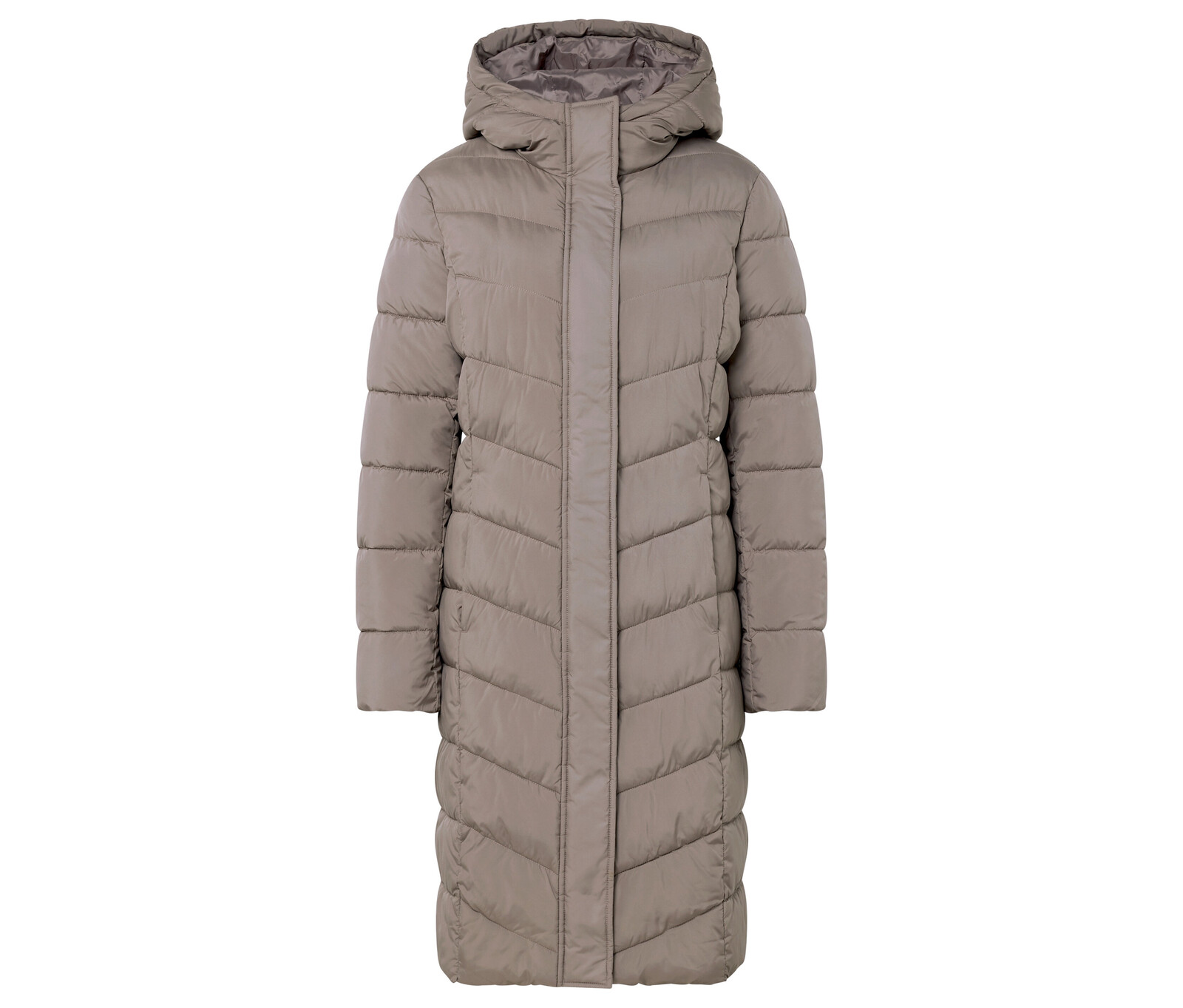 Tchibo - Prošívaný kabát s kapucí - pro ženy - vel. 36 - barva: šedá