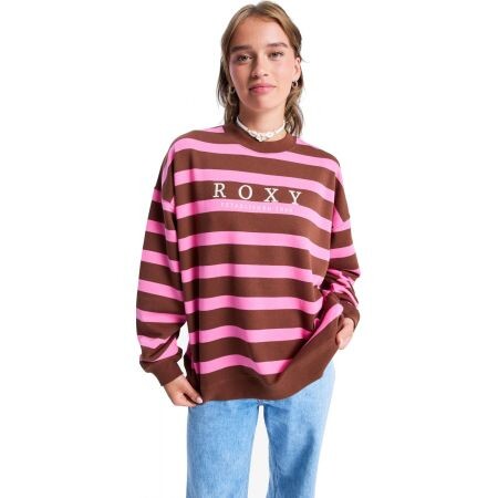 Mikina Roxy Strictly Stripes Oversized W - Hnědá - L