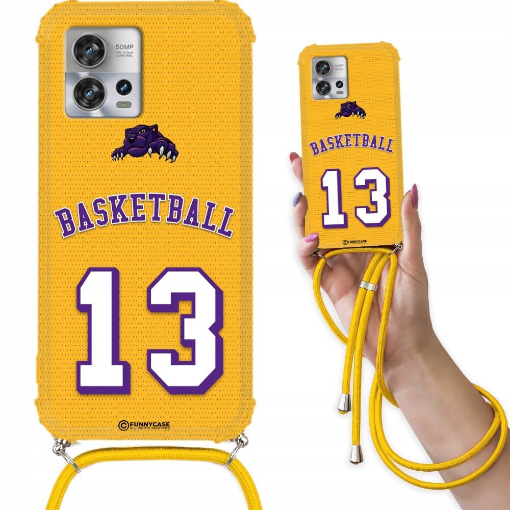 Pouzdro Crossbody Žlutá šňůra Motorola Edge 30 Fusion Basketbal Sport Vzory