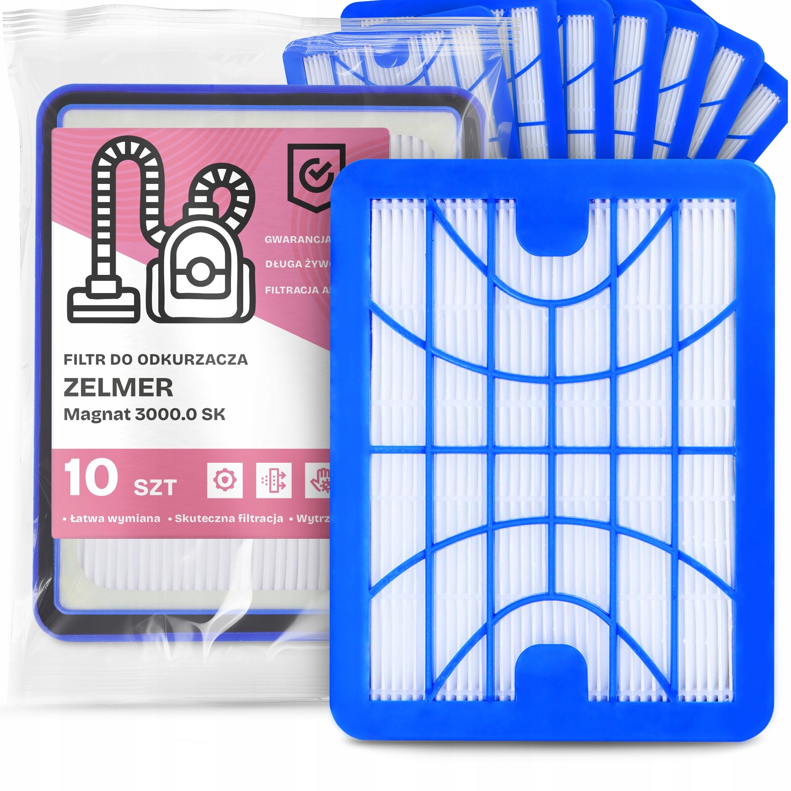 10 x Vzduchový Filtr Pro Vysavač Zelmer Magnat 3000.0 Sk Hepa Výkonný Em-w