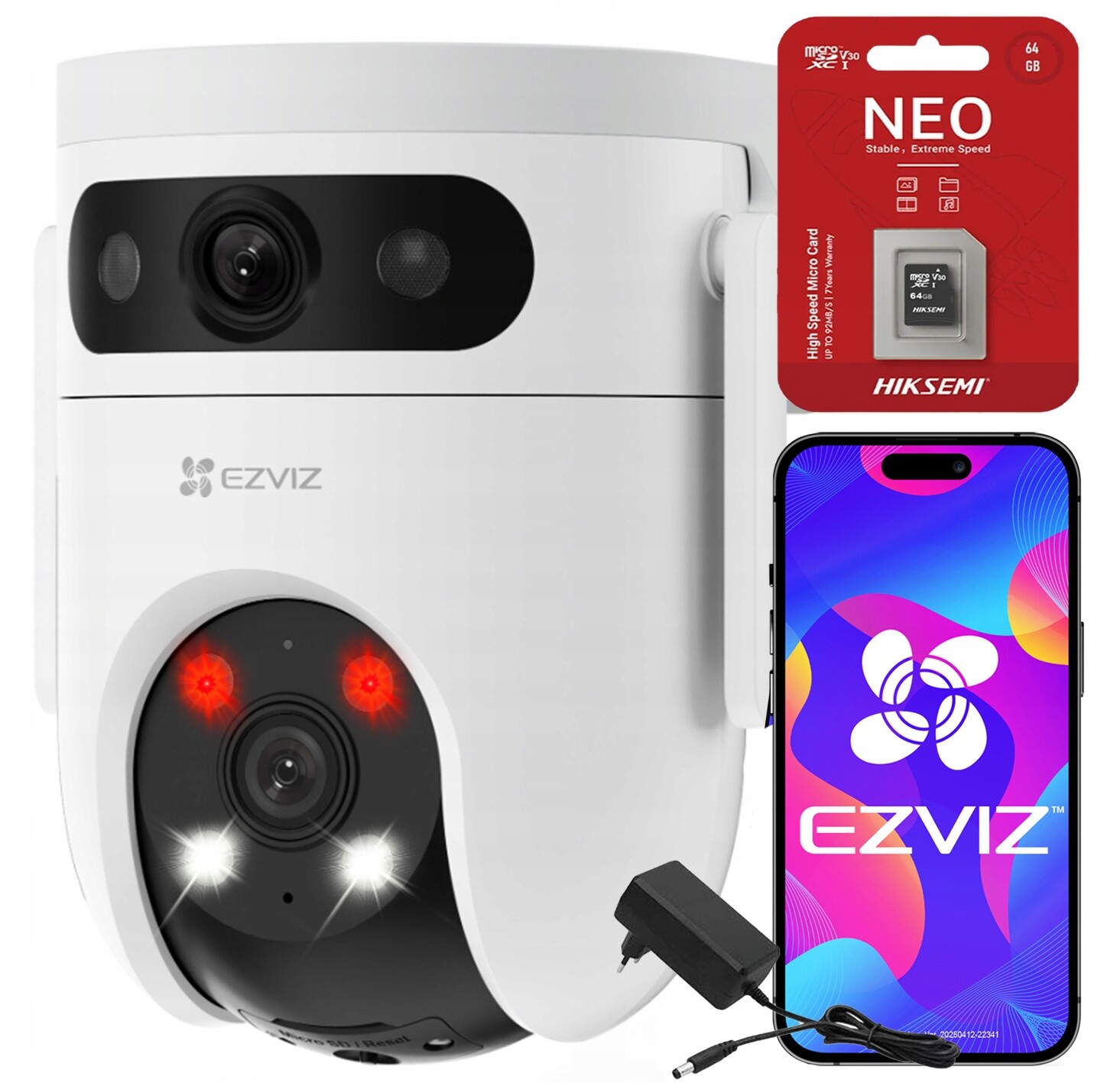 Otočná WiFi kamera 10Mpx Dual Lens H9C (5MP 5MP) Ezviz 64GB Sd karta