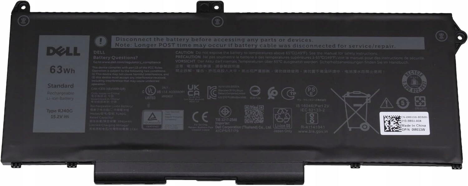 Nová originální baterie Dell Latitude 5520 5420 Precision 3560 RJ40G 63WH