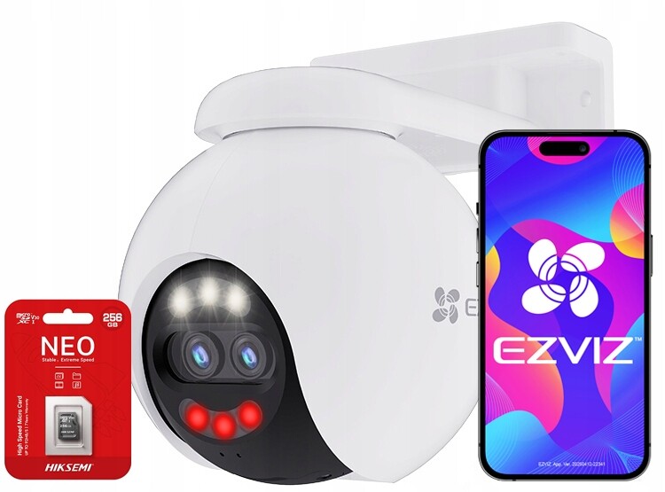 WiFi kamera Ezviz H80X Dual Lens 8 Mpx 2 Mpx otočná karta microSD 256 Gb