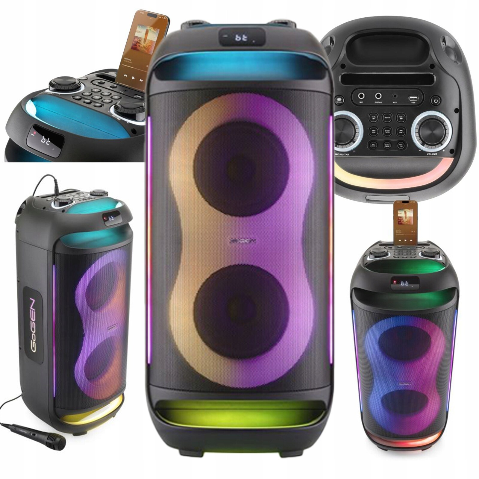 Bluetooth Reproduktor Přenosný Aku Reproduktor 20h 70W Karaoke Rádio Fm Boombox