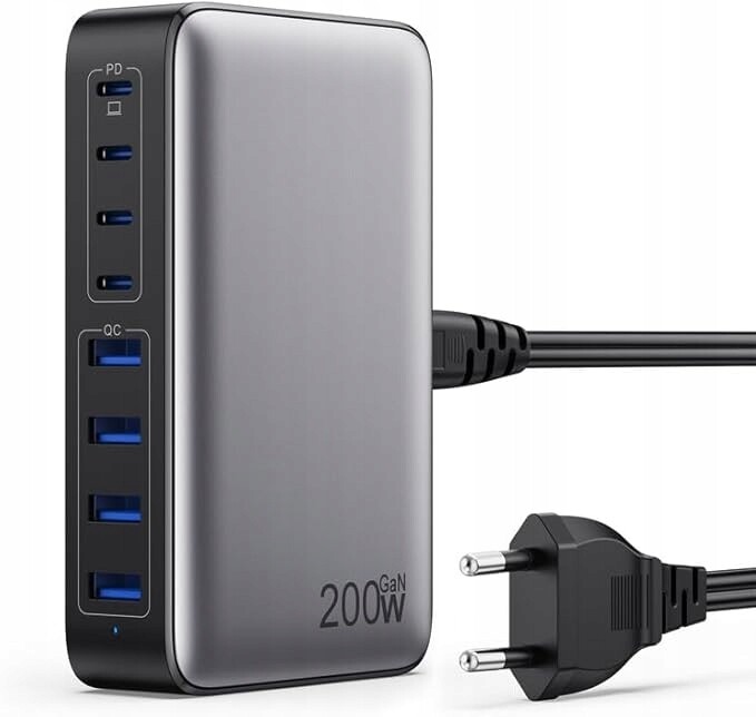 Gan III Nabíječka Usb C 200W 8 Portů Pd 65W Rychlé Nabíjení HX100P7