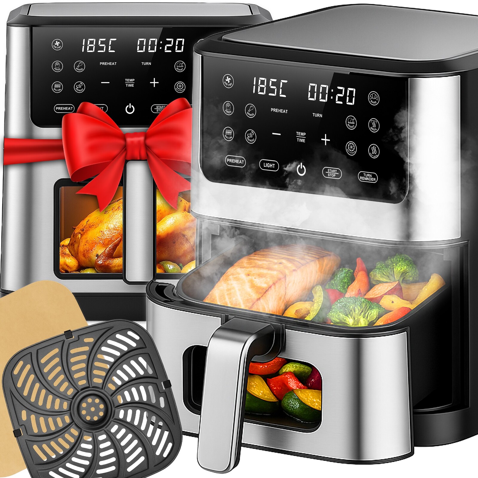 Air Fryer XXL Fritéza Bez Tuku Velká 8 L Výkonná 1800 W Programy
