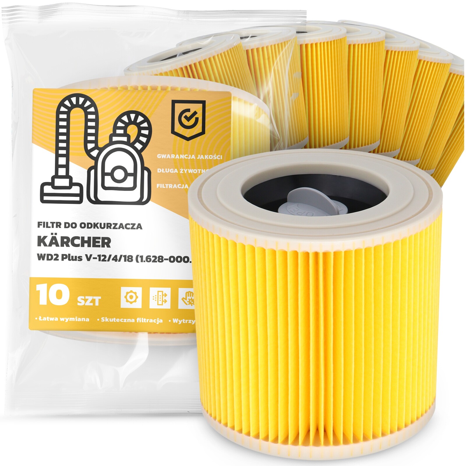 10 x Filtr Pro Vysavač Kärcher WD2 Plus V-12/4/18 (1.628-000.0) Em-w