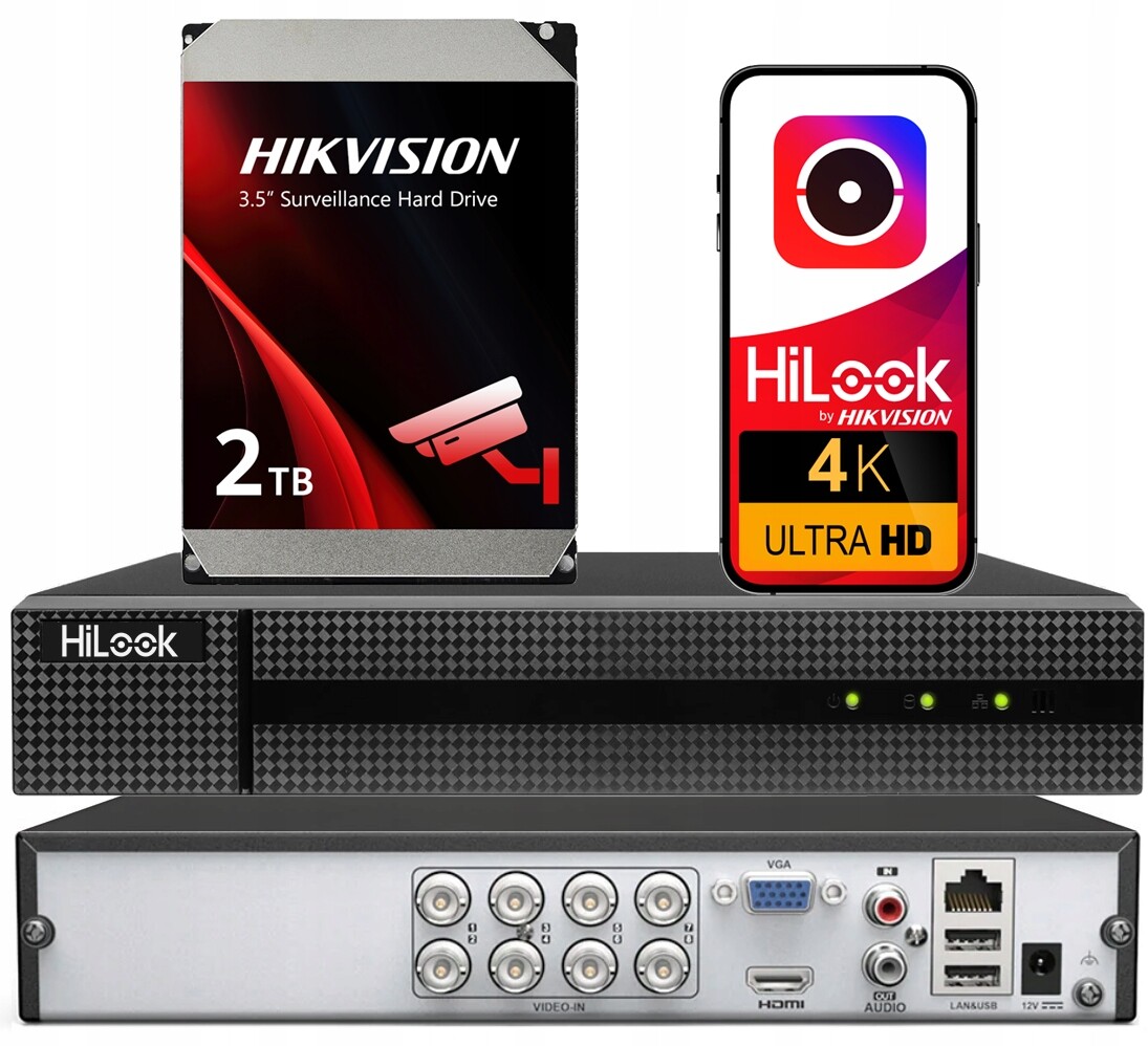 Xvr rekordér HiLook od Hikvision pro kamery Ahd Tvi do 8MP DVR-208U-M1-2TB