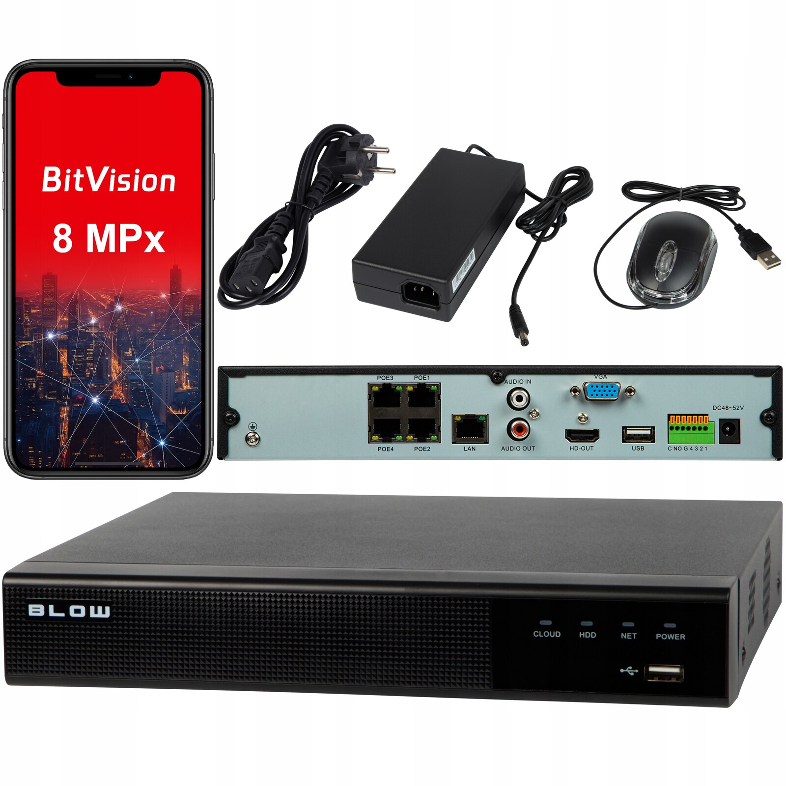 Záznamník Pro Monitorovací Kamery 8 Mp Ip 9 Kanálů Monitorování Cctv Onvif