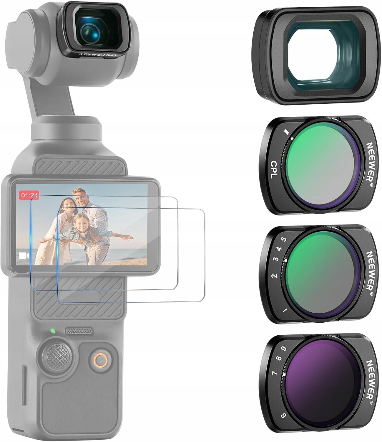 Sada Filtrů ND2-32 ND64-512 Cpl Pro Dji Osmo Pocket 3 Neewer