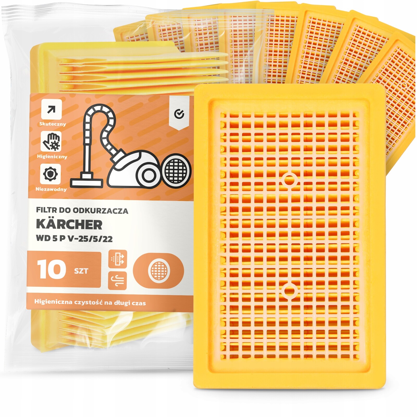 10x Filtr Do Vysavače Kärcher Wd 5 P V-25/5/22 Vzduchu Velký Filtry Em-w