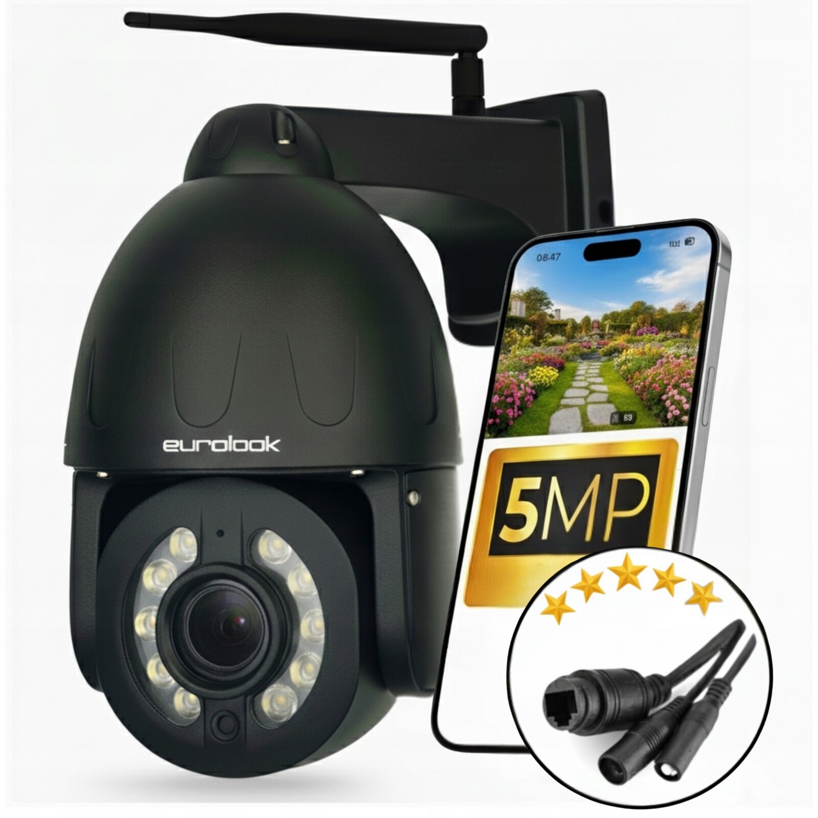 Venkovní Ip Wifi Otočná Kovová Kamera 5MPX Audio Optický Zoom Sony