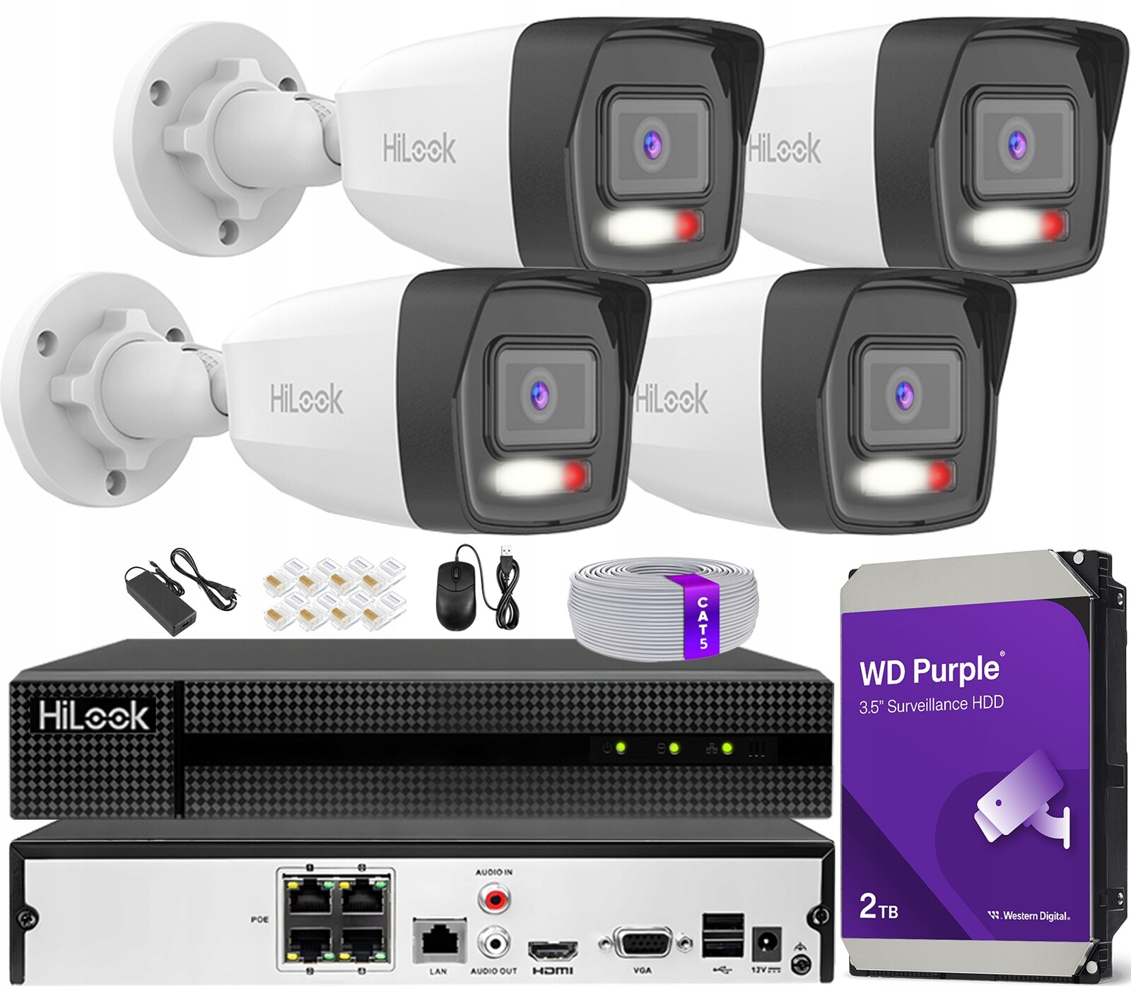 Ip monitorování Komplet 4 kamer 6Mpx Ir/led záznamník Disk 2TB Detekce
