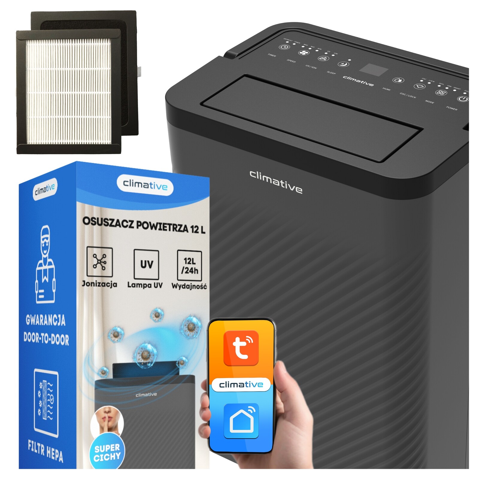 Čistička vzduchu 100 m3 pohlcovač vlhkosti 12 l Nexi Uv Ion Hepa 20 m²