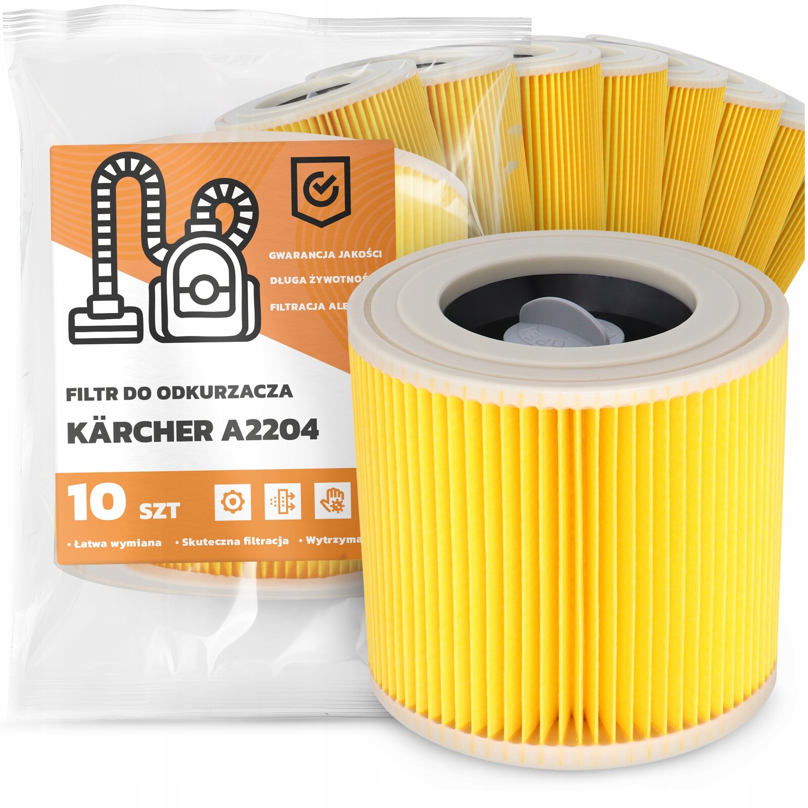 10 x Filtr Pro Vysavač Kärcher A2204 Vzduch Výkonný Náhradník Em-w