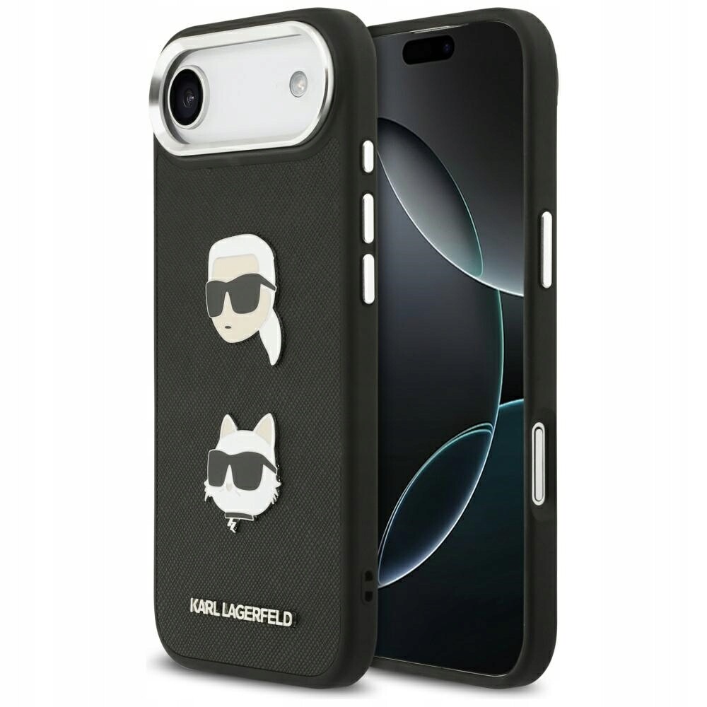 Pouzdro na iPhone s motivem Karl Lagerfeld Pouzdro Grained Karl & Choupette Heads a logem