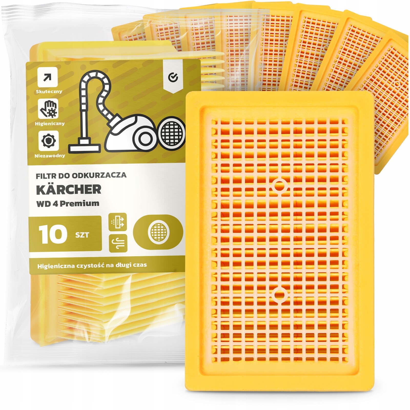 10 x Filtr Pro Vysavač Kärcher Wd 4 Premium Vzduchové vstupní filtry Em-w