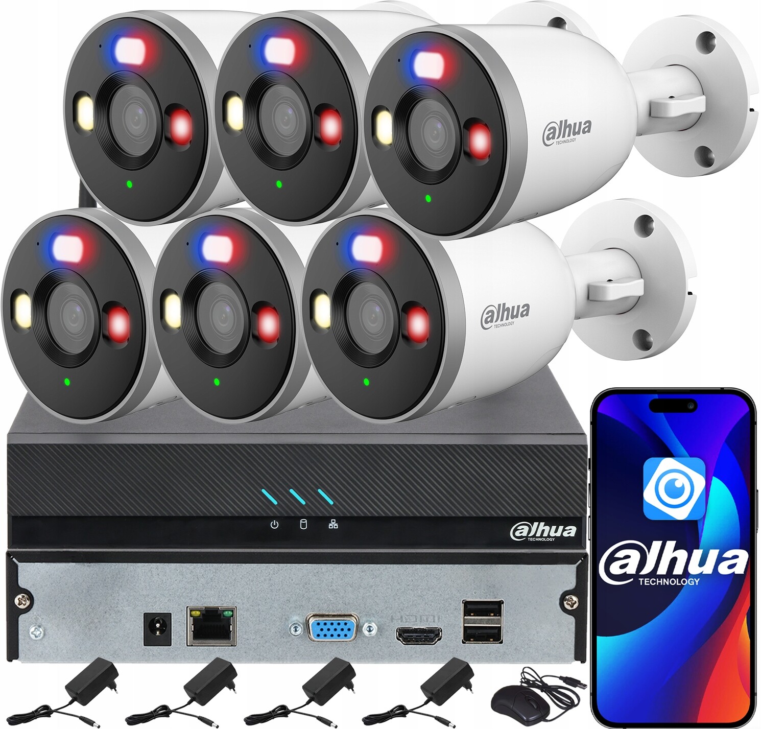 Monitorovací sada Dahua pro 6 kamer WiFi 5MPx F5D-PV Smart Dual Light Audio