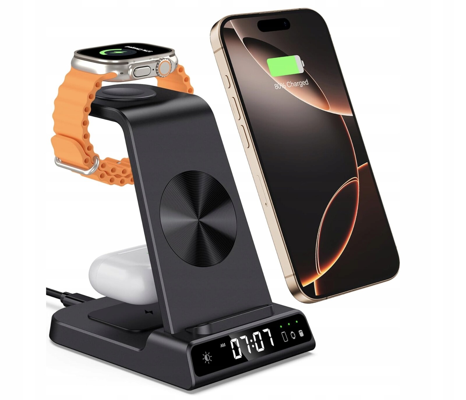 Bezdrátová Nabíjecí Stanice Pro Telefon A Sluchátka, Černá