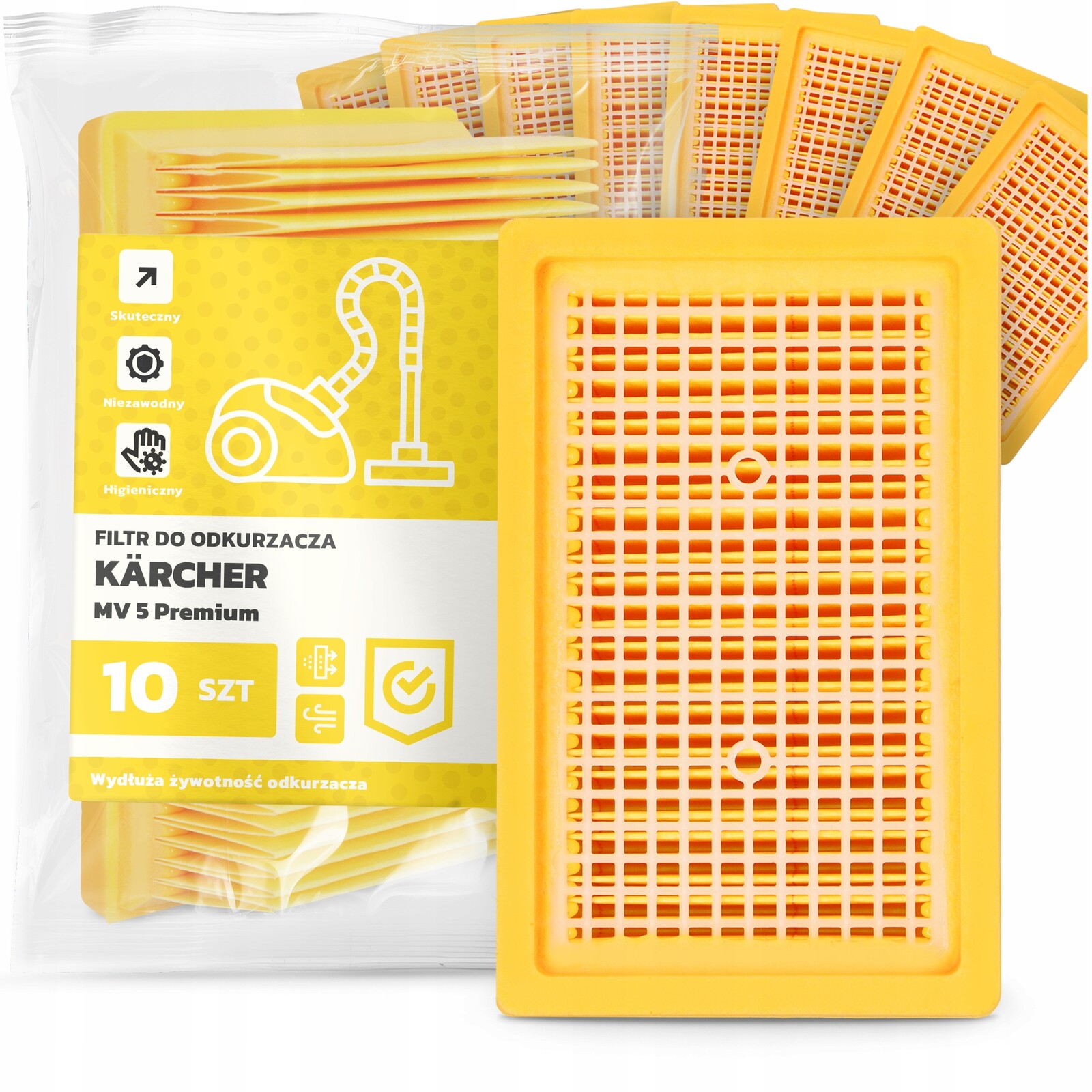 10 x Filtr Pro Vysavač Kärcher MV 5 Premium Vzduchové vstupní Filtry Em-w