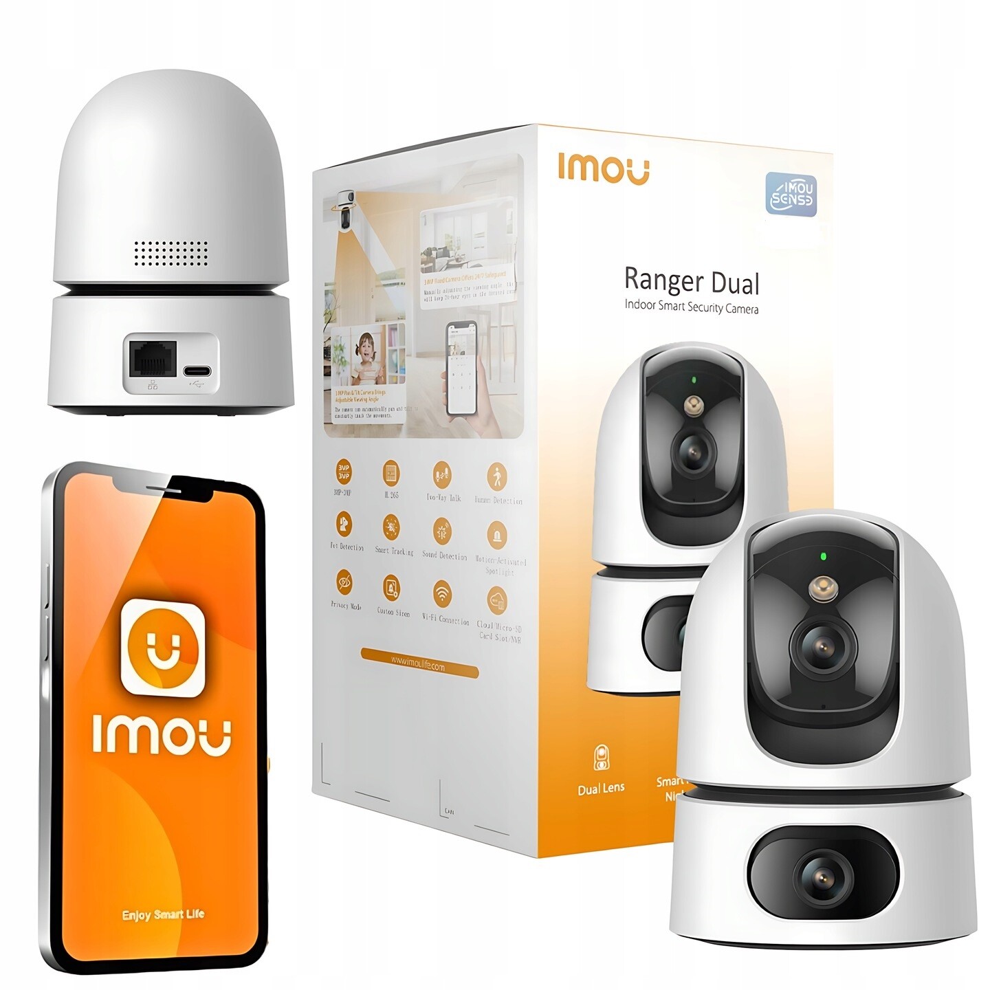 Imou Ranger Dual 8MP – Otočná Vnitřní Kamera 3MP/3MP, Alarm Pro Noční Vidění
