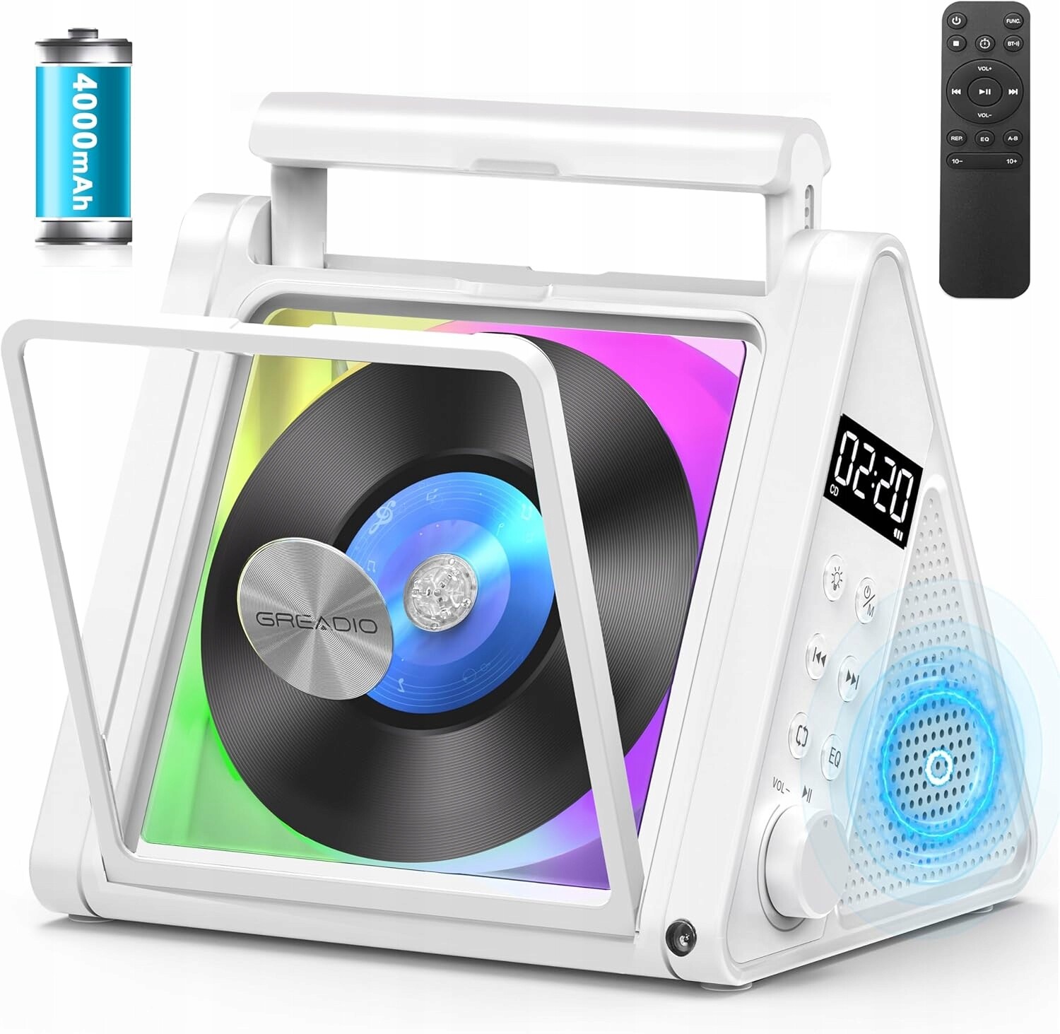 Přehrávač CD Bluetooth Přenosné Rádio Fm Discman Reproduktory MP3 Rgb 6-BAREVNÉ