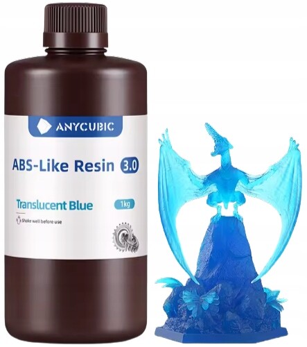 Uv pryskyřice Anycubic ABS-Like 3.0 Transparent Blue 1 kg 1 l pro 3D tiskárnu