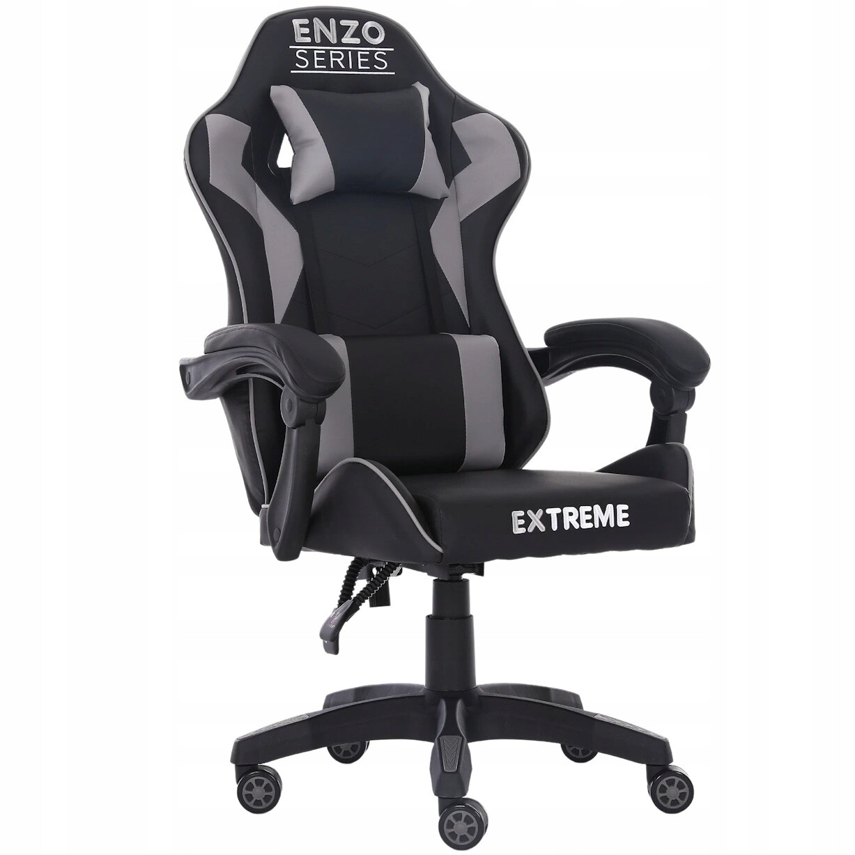 Otočná herní židle pro hráče, Pohodlná, područky černo šedé barvy