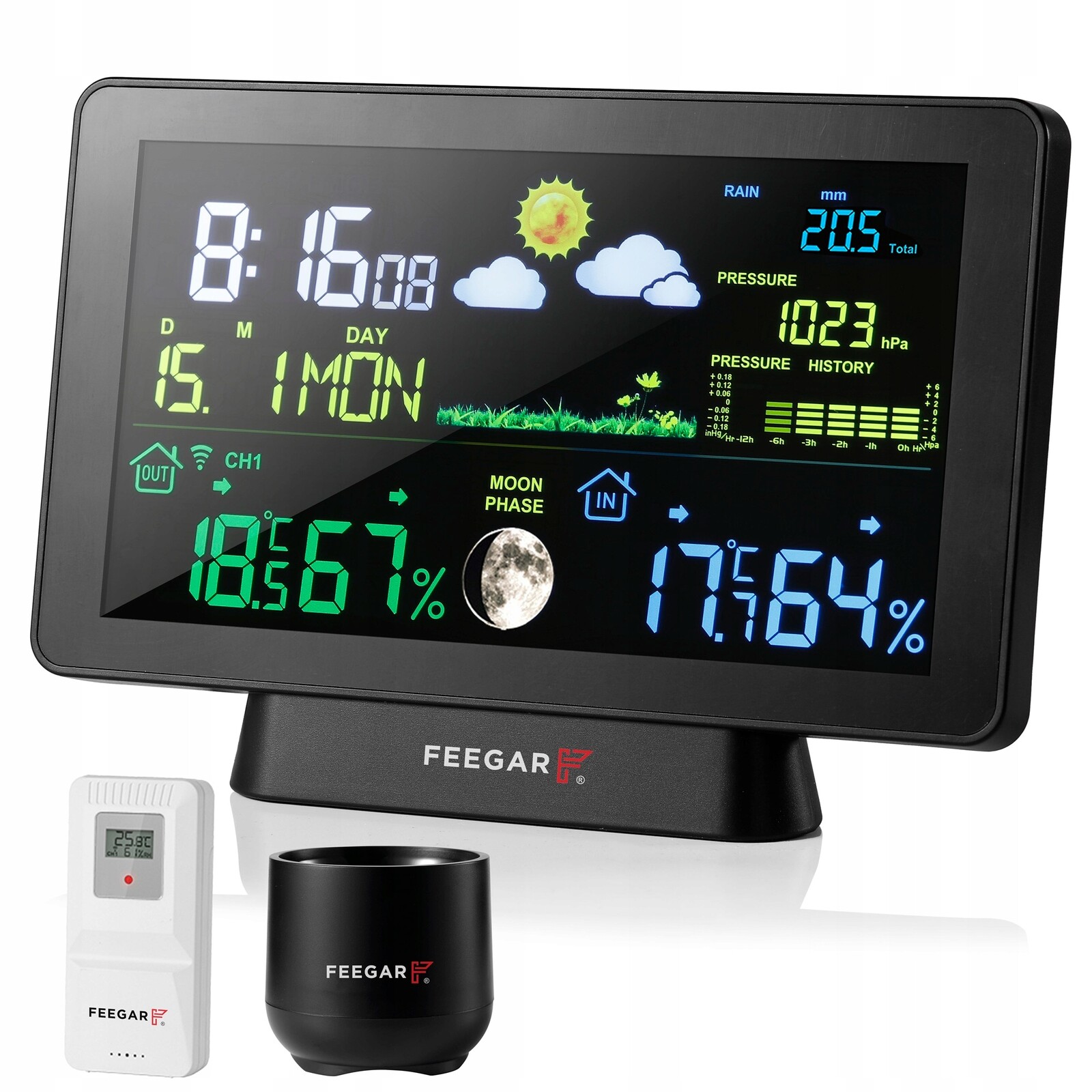 Bezdrátová meteorologická stanice Feegar Rain LCD 7,5