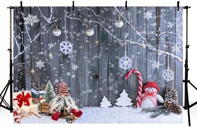 Vánoční fotografické pozadí 210 x 150 cm Zimní scenérie Vánoce