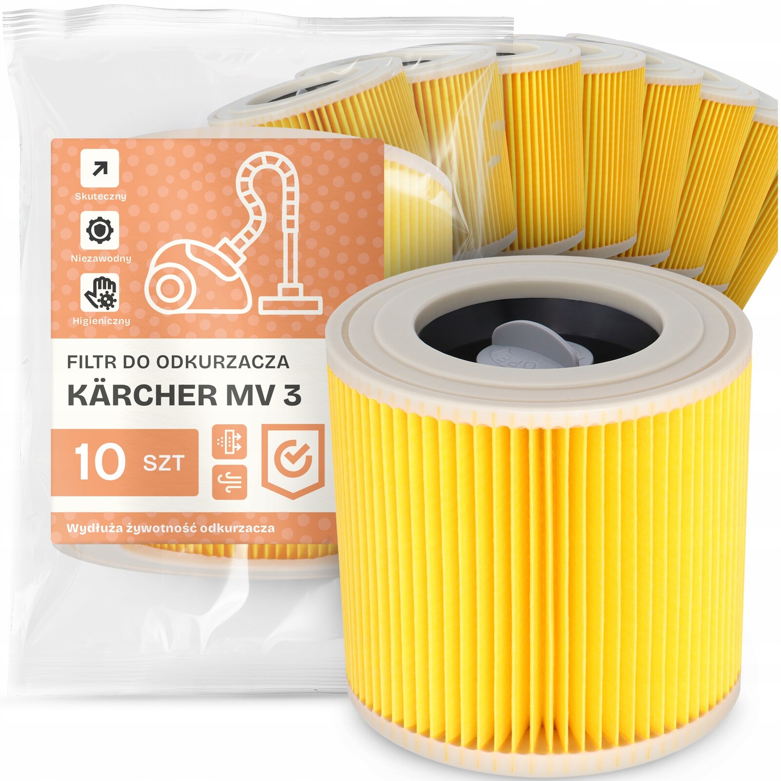 10 x Filtr Pro Vysavač Kärcher MV 3 Vzduch Výkonný Náhradník Em-w