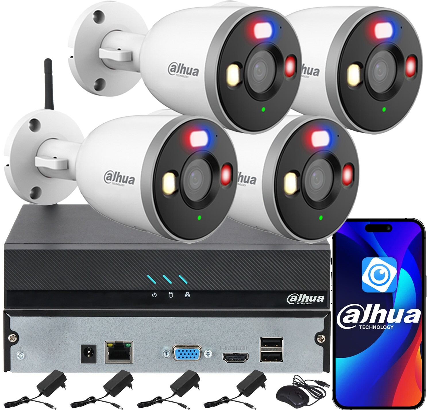 Monitorovací sada Dahua pro 4 kamery 3MPx F3D-PV Smart Dual Light Audio