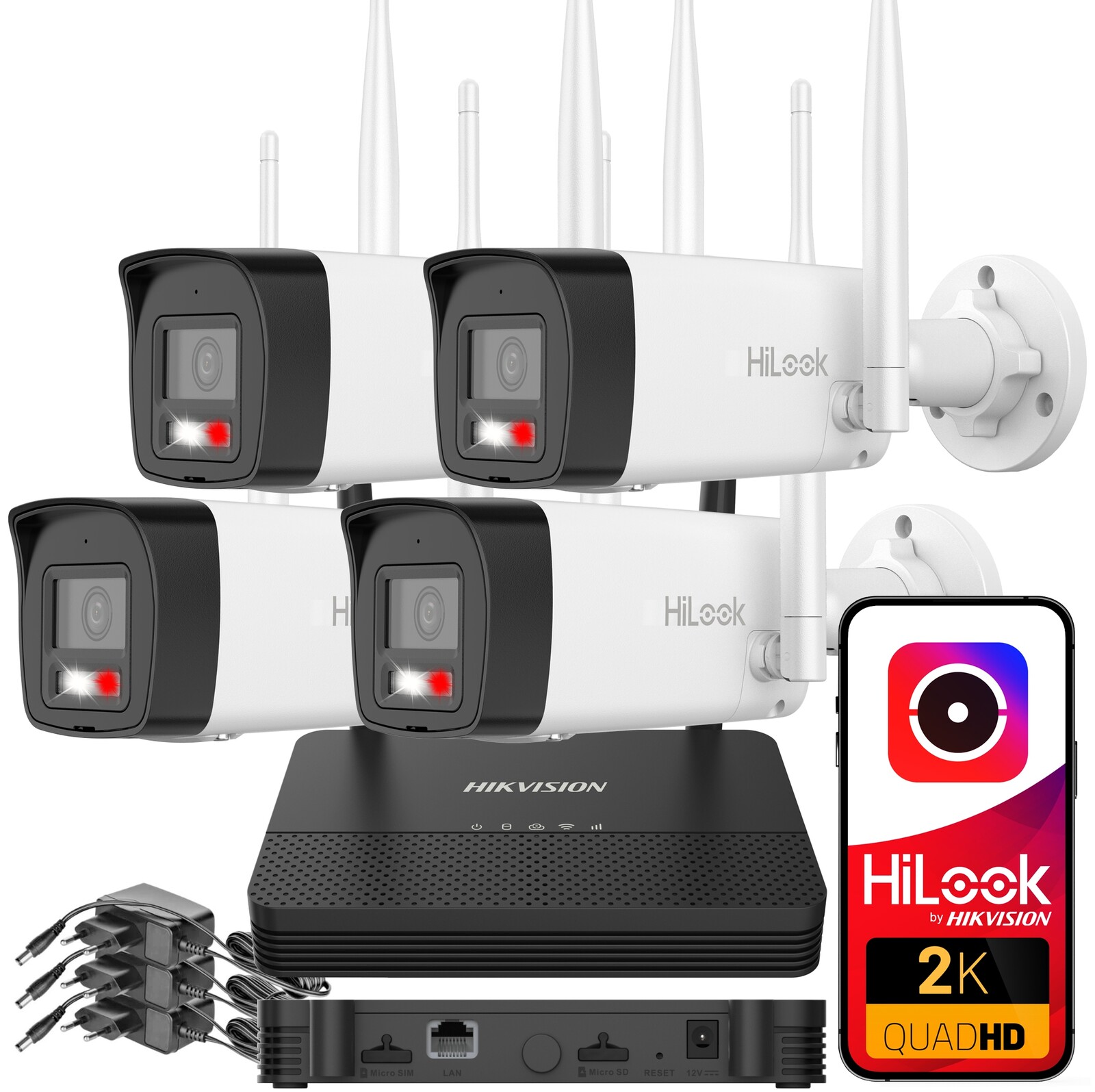 WiFi monitorovací sada 4MPx HiLook pro Hikvision Easylink 4 WiFi kamery
