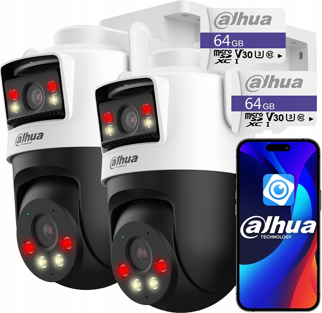 2x WiFi otočná kamera 6Mpx Dual Lens 3MP 3MP Dahua P3D-3F-PV Dahua 64GB