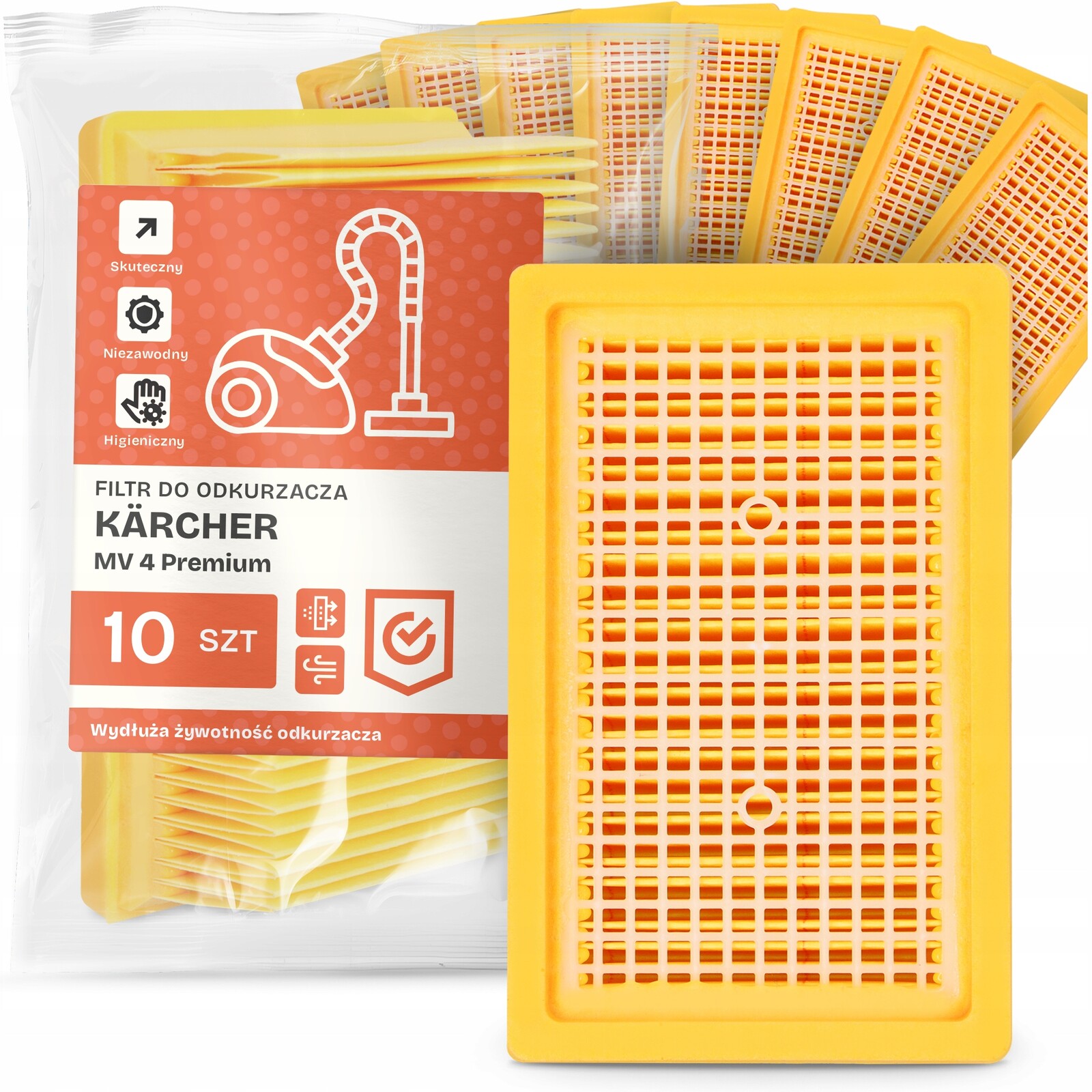 10 x Filtr Pro Vysavač Kärcher MV 4 Premium Vzduchové vstupní Filtry Em-w