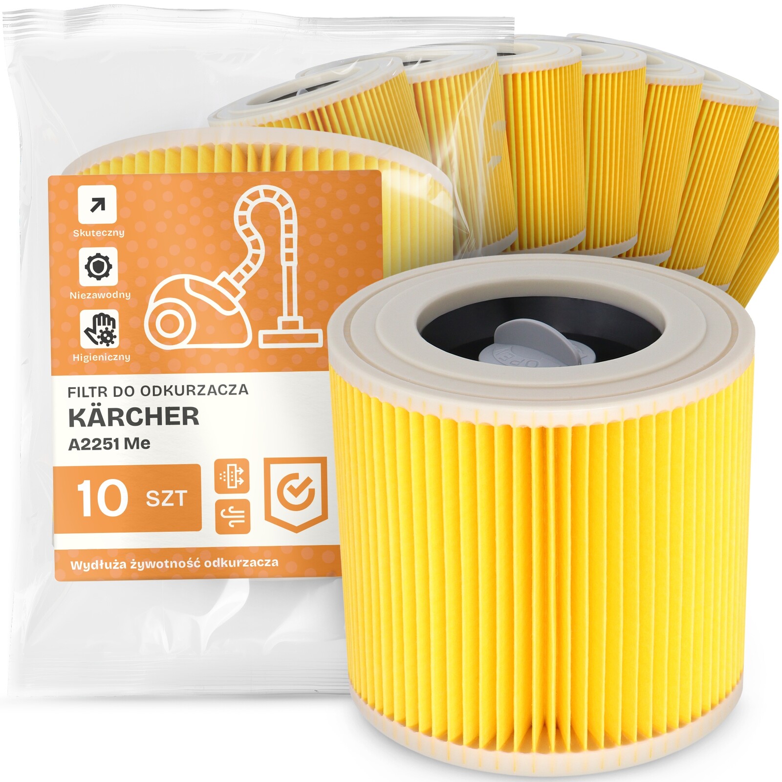 10 x Filtr Pro Vysavač Kärcher A2251 Me Vzduch Výkonný Náhradník Em-w