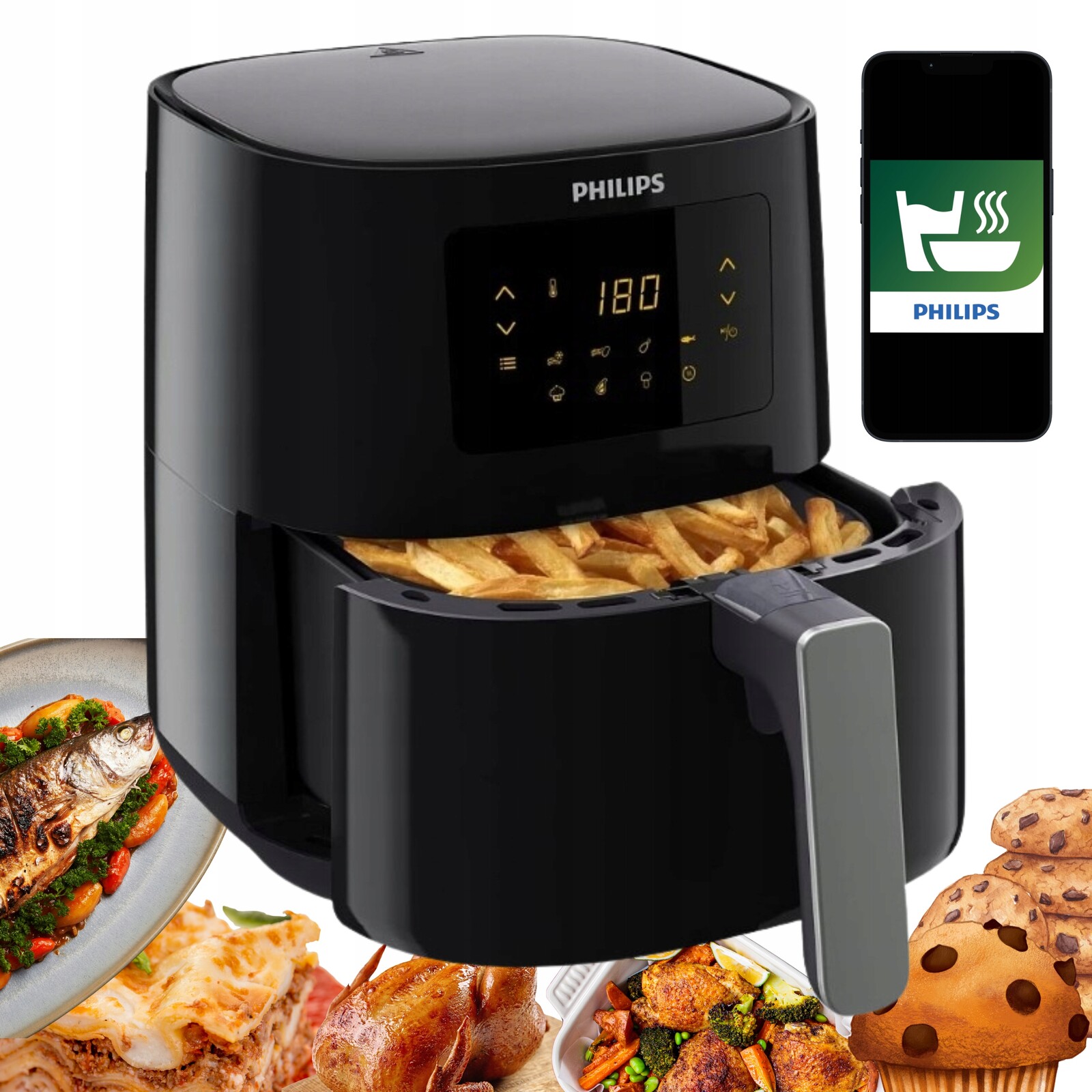 Výkonná Fritéza Philips 13v1 Nepřilnavá Velká Mísa Air Fryer 1400 W