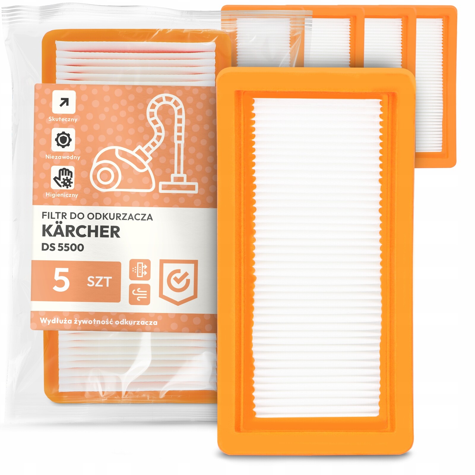 5x Filtr Do Vysavače Kärcher Ds 5500 Omyvatelný vzduch Silný Filtr Em-w