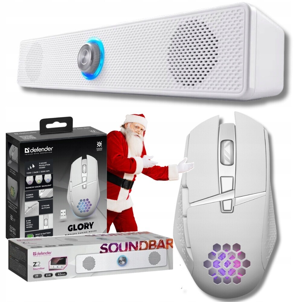Set Bezdrátová herní myš počítačový reproduktor Soundbar Bílá