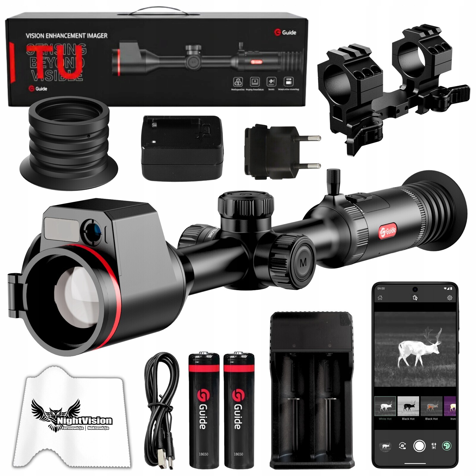 Termovizní dalekohled Termovizní zaměřovač 2v1 Guide TU650M 3.0 Lrf