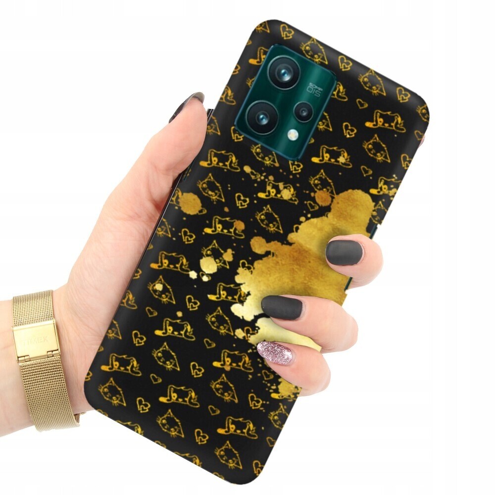 Pouzdro Pro Realme 9 Pro Plus Matné Černé Motivační texty Kočičky Kočka Vzory