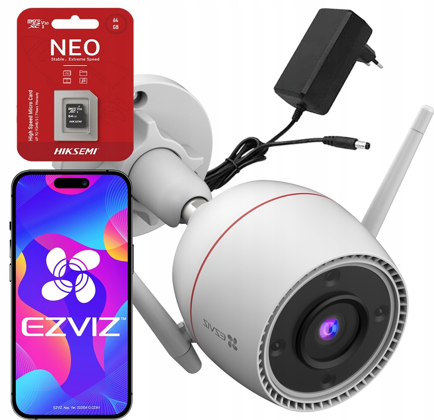 Venkovní WiFi kamera 5Mpx Ezviz H3c 5MP Barva 24/7 Detekce Sd 64GB